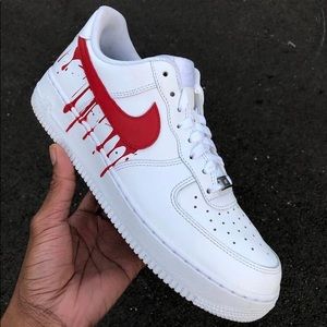 Red Drip Nike Air Force Ones